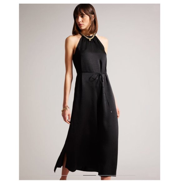 NEW Ted Baker Roxieyy Halterneck Midaxi Dress Black XS - Picture 1 of 13